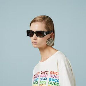 Gucci GG1403S 001 BRAND NEW Sunglasses Black Grey Unisex Rectangle